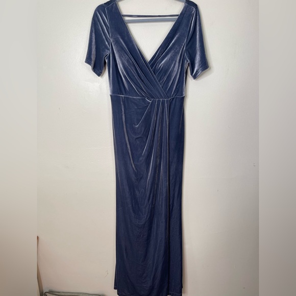 Revelry Giselle Velvet Wrap Gown Dress Sz 6 in Desert Blue - Picture 2 of 9